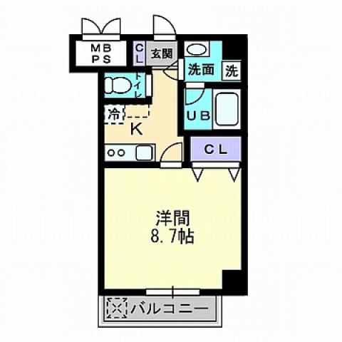パストラーレ羽衣(1K/5階)の間取り写真