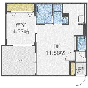 NOBLESSE札幌南6条(1LDK/1階)の間取り写真