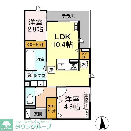 D-ROOM福沢町(2LDK/1階)の間取り写真