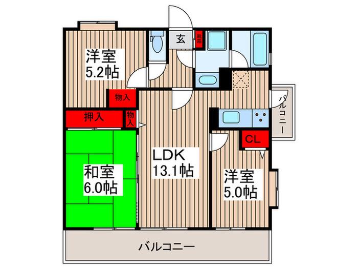 レクセルマンション西新井(3LDK/5階)の間取り写真