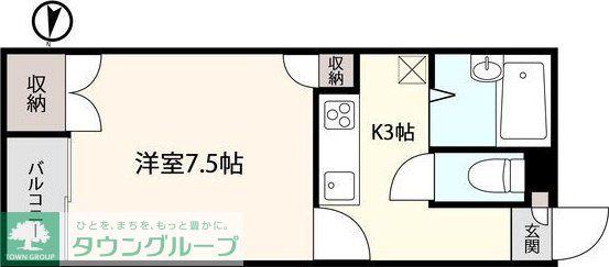 ベルヴュー高崎B棟(1K/1階)の間取り写真