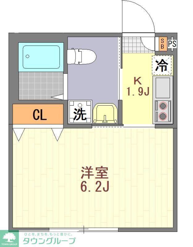 マウ溝の口(1K/2階)の間取り写真