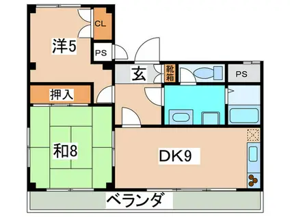エフィーネ西田辺(2DK/2階)の間取り写真