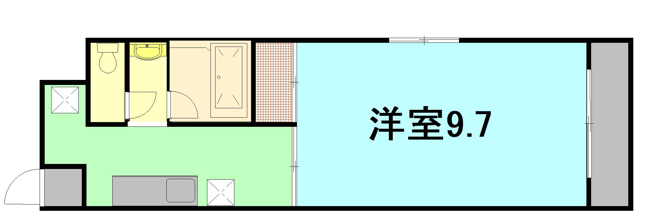 ハイツ七塚原(1DK/5階)の間取り写真