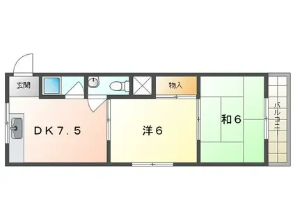 コンフォート・カスガ(2DK/3階)の間取り写真