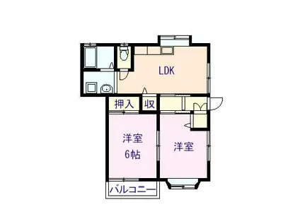 飯国アパート(2LDK/2階)の間取り写真