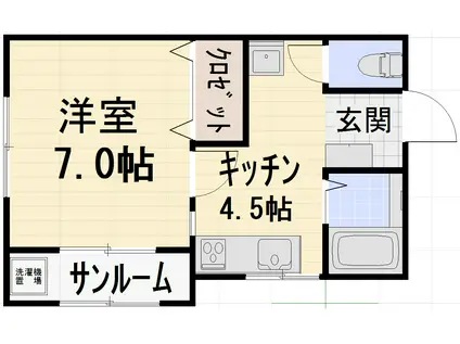 エトワール浅ノ川(1K/1階)の間取り写真