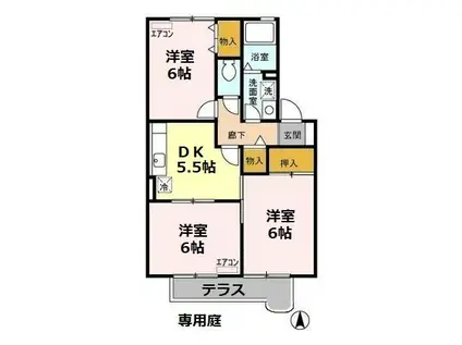 スクウェアガーデンVI(3DK/1階)の間取り写真