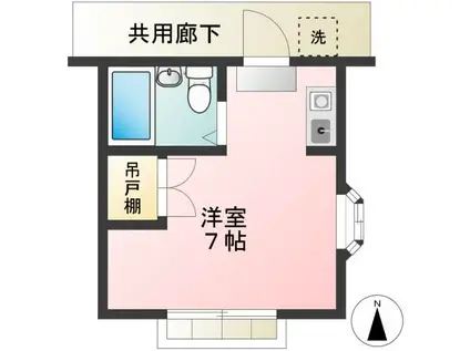 かぶとマンション(ワンルーム/3階)の間取り写真