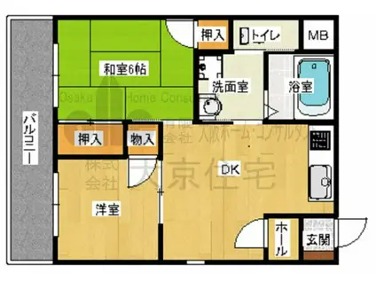 ピアパーク佐堂Ⅱ(2DK/2階)の間取り写真