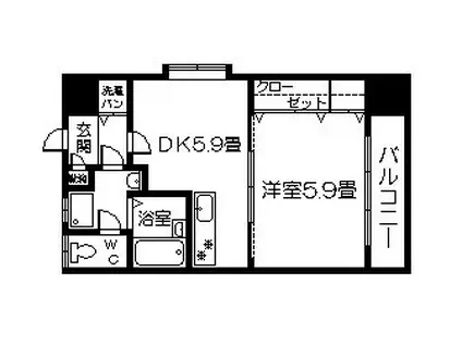 ライオンズマンション西千石504号(1DK/5階)の間取り写真