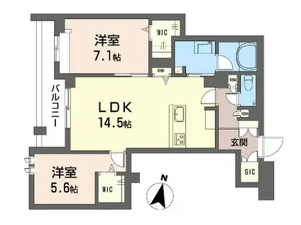 アリスティオ赤羽北(2LDK/1階)の間取り写真
