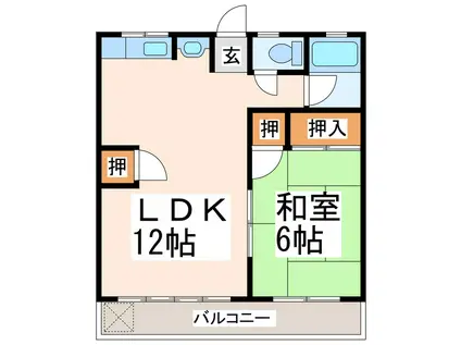 タウン前田(1LDK/1階)の間取り写真
