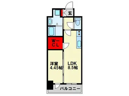 レジェンド直方二番館(1LDK/9階)の間取り写真