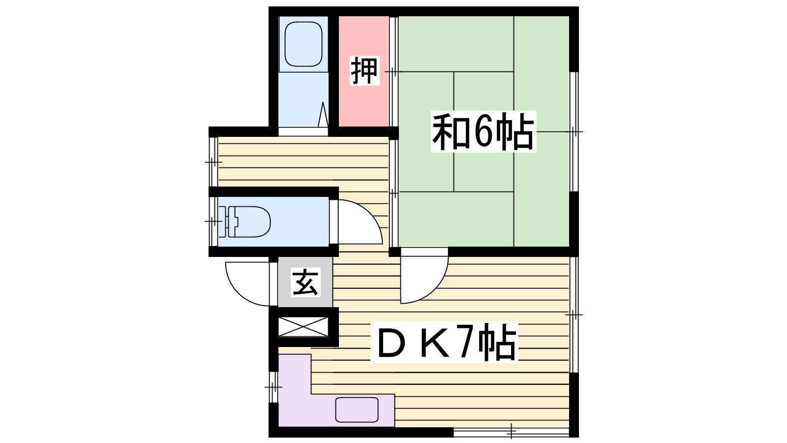 新在家ハウス(1DK/2階)の間取り写真
