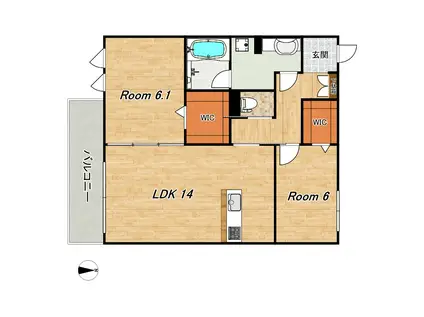 セジュールオッツGT長岡京(2LDK/3階)の間取り写真