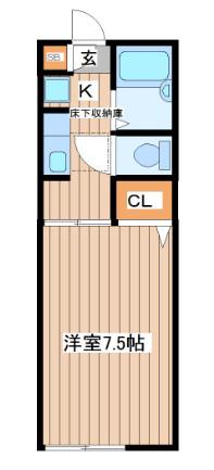 セフィラ若林A(1K/1階)の間取り写真