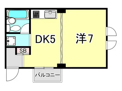パークサイドエス(1DK/3階)の間取り写真