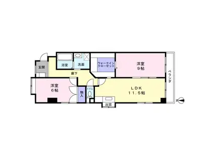 アルカサール向陽(2LDK/3階)の間取り写真