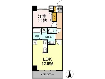 RIO GRANDE(1LDK/4階)の間取り写真