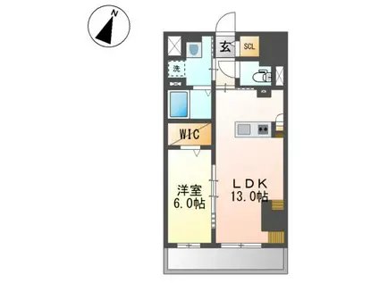 友田町店舗付きマンション(1LDK/6階)の間取り写真