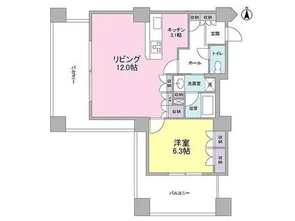 文京グリーンコートビュータワー本駒込(1LDK/21階)の間取り写真