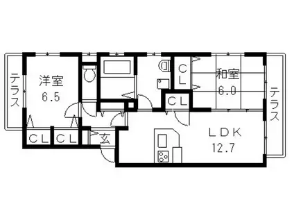 シャーメゾンアマヤハイツ(2LDK/2階)の間取り写真