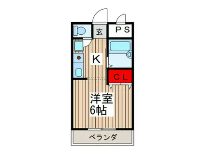 グレースビュウ国府台(1K/2階)の間取り写真