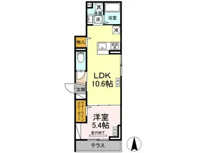 Dフラット乞田(1LDK/3階)の間取り写真