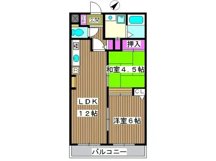 ロワール赤塚(2LDK/3階)の間取り写真