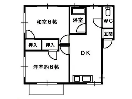 ルネッサンス賀茂B棟(2DK/2階)の間取り写真