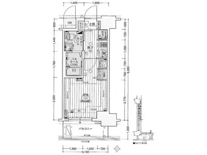 エステムコート新大阪IXグランブライト(1K/2階)の間取り写真