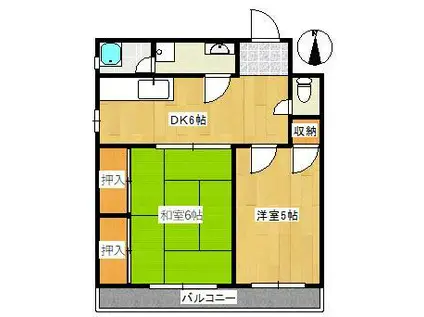 昭和ハウス(2DK/5階)の間取り写真