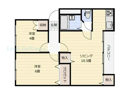 光明マンション(2LDK/1階)の間取り写真