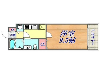 リーガル神戸三宮フラワーロード(1K/4階)の間取り写真