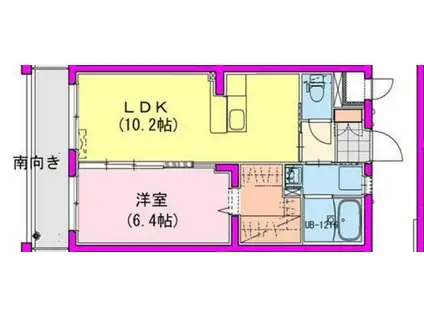 都城栄町Uマンション(1LDK/1階)の間取り写真