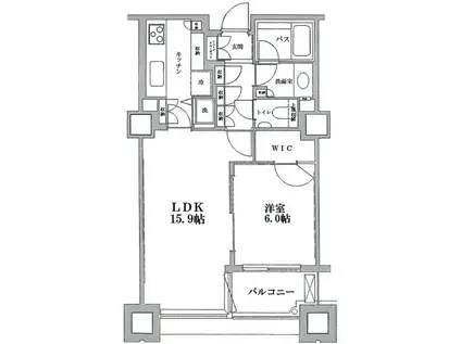 センチュリーパークタワー(1SLDK/19階)の間取り写真