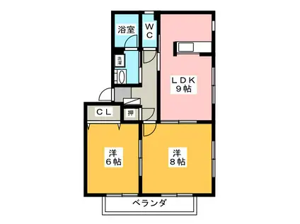 サニーしがらき(2LDK/2階)の間取り写真