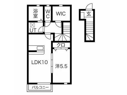 ノースポミエ B棟(1LDK/2階)の間取り写真