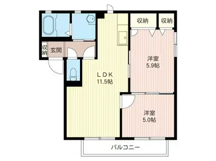 メゾン ボンヌシャヌA(2LDK/2階)の間取り写真
