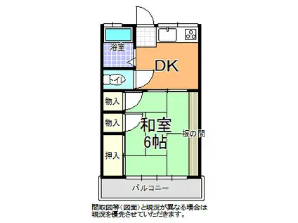 青柳ハイツ1号棟(1DK/2階)の間取り写真