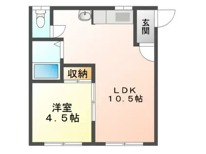 Mハイツ宮の森2(1LDK/1階)の間取り写真