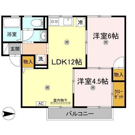 プレセジュール中央(2LDK/2階)の間取り写真