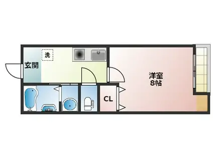 Kパラッツォ西明石(1K/2階)の間取り写真