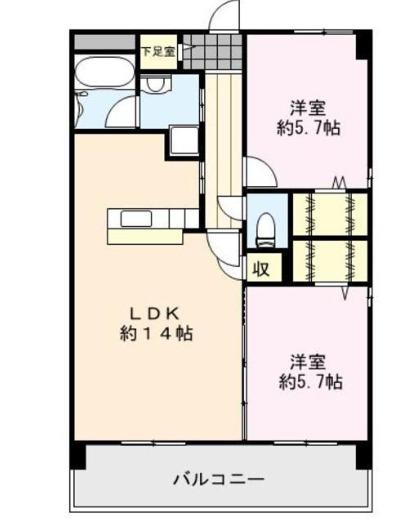 ブランシュール(2LDK/2階)の間取り写真