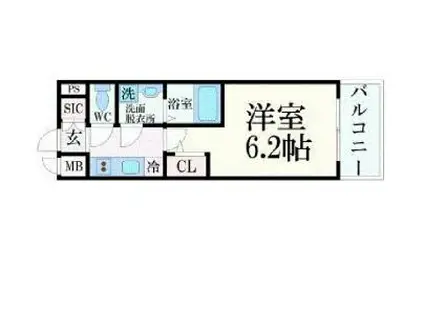 エスリード神戸グランドール(1K/15階)の間取り写真