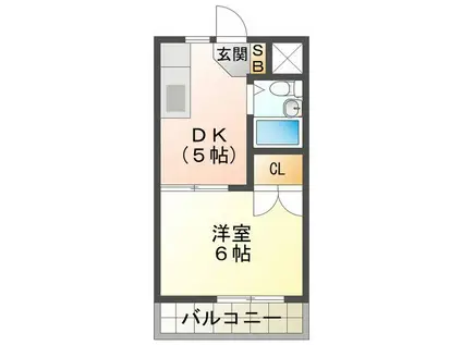 ハイツ伊吹(1DK/1階)の間取り写真