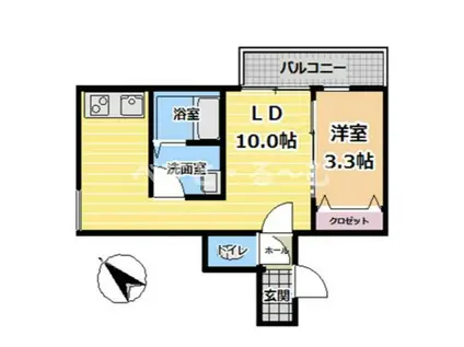 アリビア東朝霧丘(1LDK/2階)の間取り写真