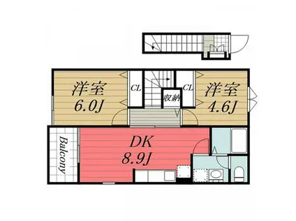 エクセレントヒルズ(2DK/2階)の間取り写真