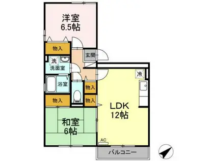 セジュール八幡(2LDK/3階)の間取り写真
